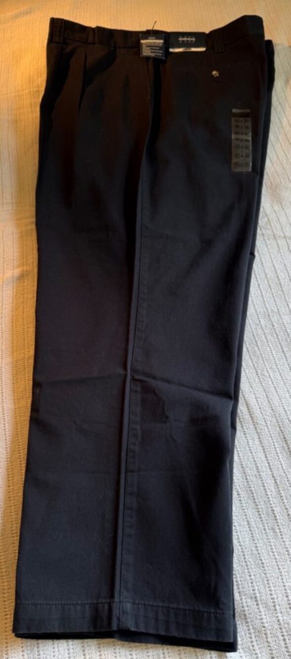Harbor Bay Waist-Relaxer Pleated Cotton Twill - Navy Blue Pants 50 x 30 - NWT